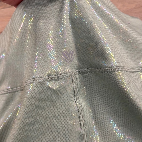 Forever 21 Women’s Iridescent leggings tight- set of 2 Green Silver - Picture 10 of 13